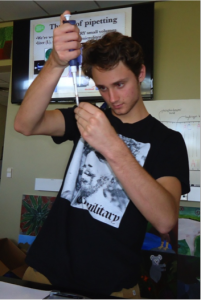 We have a new biologist, everyone! My fellow intern, Wesley, measures out the DNA in his pipette before inserting it in the e-gel. It is extremely important for the DNA to be accurately measured because if it wasn’t, the reading can be less accurate. We don’t want to misidentify any condors here!
