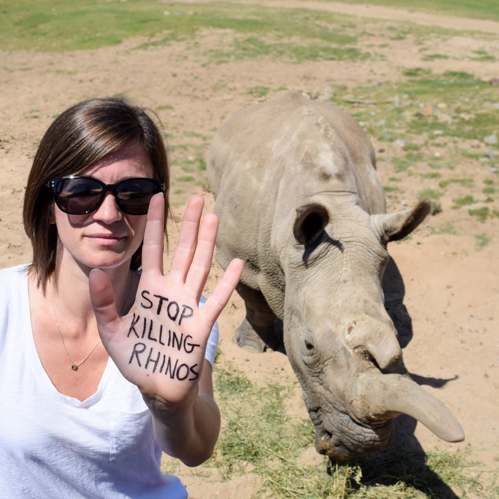 Join the fight by writing "Stop Killing Rhinos" on your hand and posting a photo on Instagram or Twitter with #rally4rhinos.